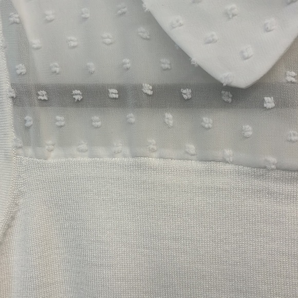 Lightweight sleeveless knit top with sheer accents around the collar. - Picture 5 of 5